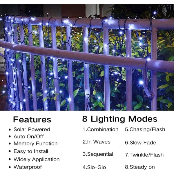 Solcellsjulbelysning, 22M 200 LED utomhus solcellsjulgran