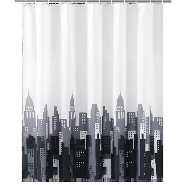 180 x 200 cm bruseforhæng med 12 kroge, hurtigtørrende (The City), vandtæt polyesterstof, maskinvaskbar, bat