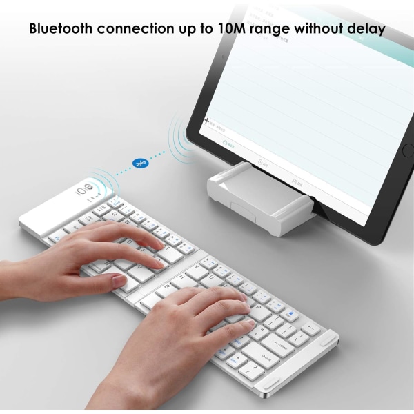 Sammenklappeligt Bluetooth trådløst tastatur, slankt lommeformat, bærbart rejse