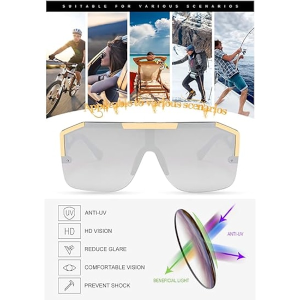 FlatTopSquareSolbrillerTilMændKvinderOnePieceShadesSemi-RimlessFram