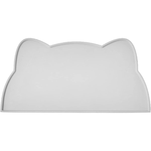 Cat and Dog Bowl Mat, Silicone Non-Slip Bowl Mat Waterproof Pet Food Mat (Light Gray)