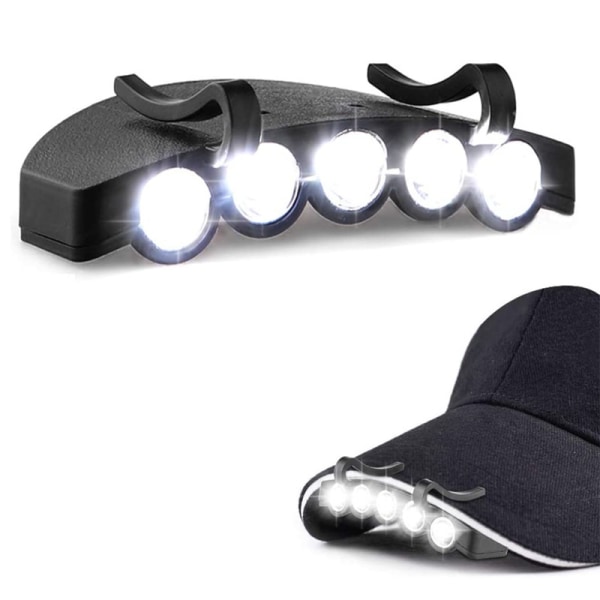 1 stk. 5LED klips-på hatlys brim lys hat lys fiskeri