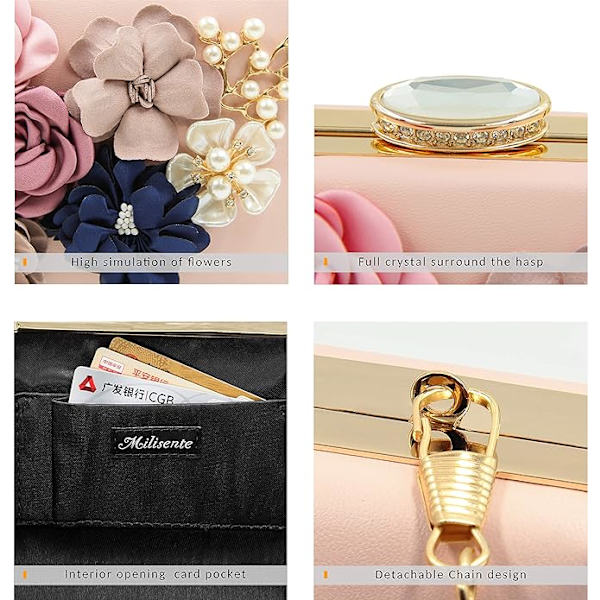 Naisten clutch, kukallinen iltalaukku, häälaukku, elegantti käsilaukku