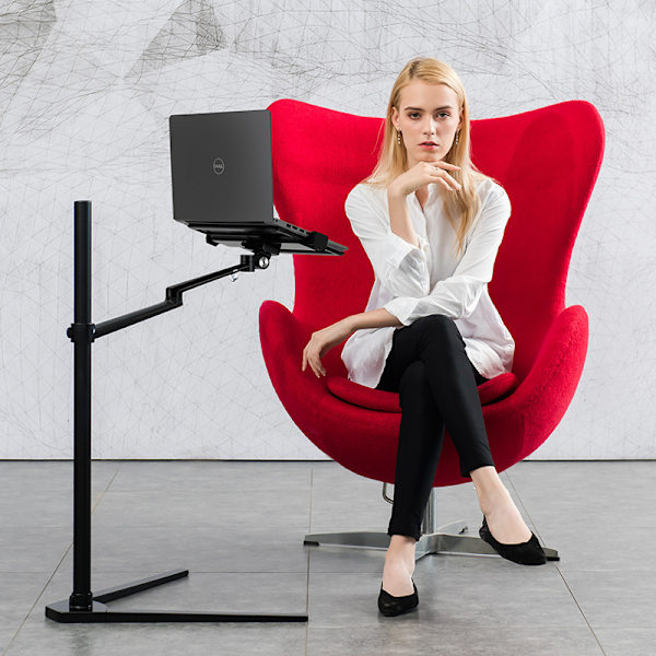 Sengbord, Højdejusterbart Bakkebord til Seng eller Sofa Laptopbord (Sort)