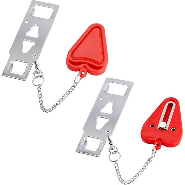 Bärbar dörrlås, säkerhetslås för hemmet, reslås, sovsalslås (2-pack)