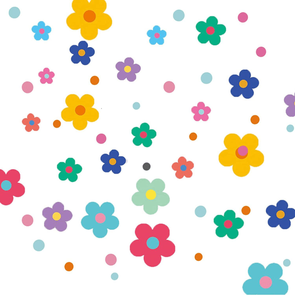Färgglada små blomma väggklistermärken söta retro blommor flickor