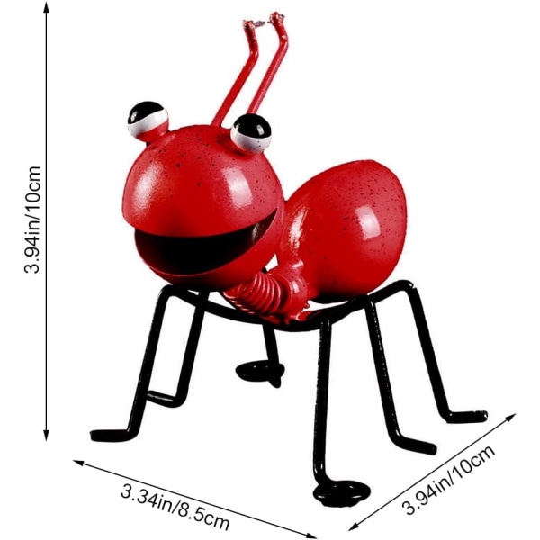 1 Stykke Rød Metal Myre Ornament Kreativ Myre Statue Dekoration