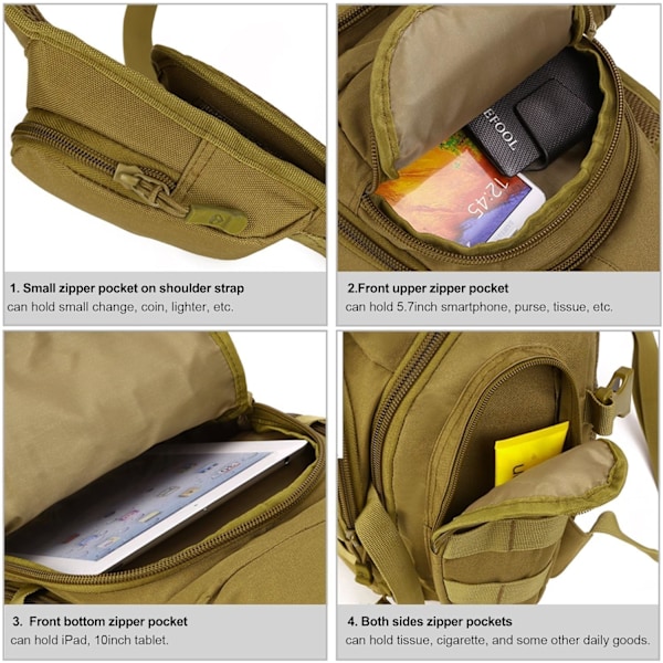 Militär Bröstpack Taktisk Axelväska Crossbody Axel