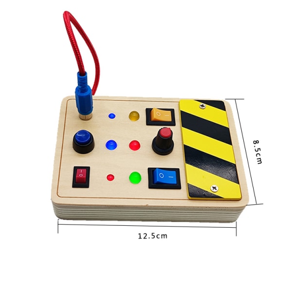 1 stycke trä Montessori sysselsättningsbräda krets LED-strömbrytare sysselsättning