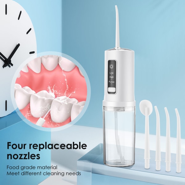 1 stycke vit bärbar förvaringsbar tandtråd, intelligent dental