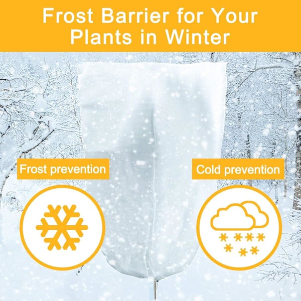 5-pak Plantebeskyttelse mod Frost 81 x 119 cm Vinterbuskbeskyttelse Træfrosttæppe med Snøre til Vinterfrost S