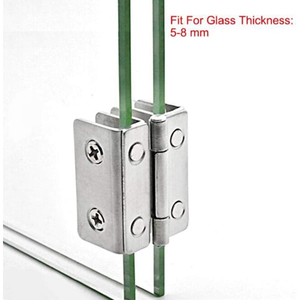 1 Par Glasdörrsgångjärn Vitrinskåp Vinskåpsdörr Gångjärnsklämma Ersättningstillbehör Passar för 4-8 mm Tjockt Glas