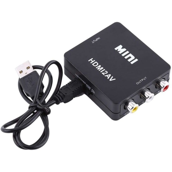 HDMI til AV-adapter, digital HDMI2AV-konverter, komposit video-lyd AV CVBS-adapter