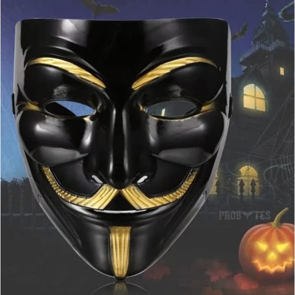 Halloween Vendetta Mask, Maskerad Karneval Mask Unisex Vuxna Fest Accessoar Cosplay Black