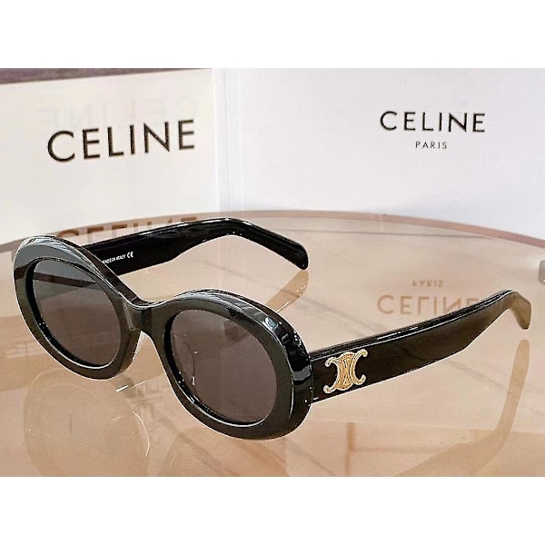 Celinn Selin Internet Kendis Triumfbuen Solbriller Gyldent Logo Ovale Solbriller /BL Black