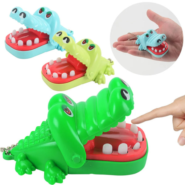 Mini Bite Krokodil Nyckelring Dekompression Leksak Bitande Finger Alligator Hel person Parodi Fest Tårta Dekoration Interaktionsspel