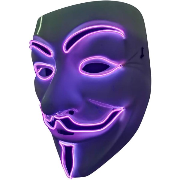 SOUTHSKY® LED-mask V For Vendetta-mask EL-tråd lyser upp för jul Halloween Cosplay Cosplay-fest V-purple