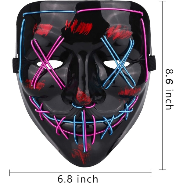 SUOHINAO Halloween-mask LED-ljusmask Halloween Ansiktsmasker