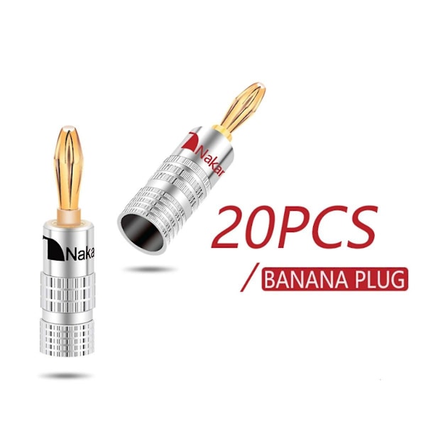 20 kpl Banaaniliittimiä 24k kullattu 4mm Hifi Banaaniliitin Ruuvilukolla Audio Jack Kaiuttimelle