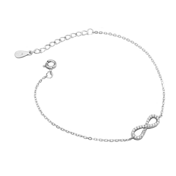 925 Silver Möbius Ring Damarmband, Enkelt nummer 8 Armband
