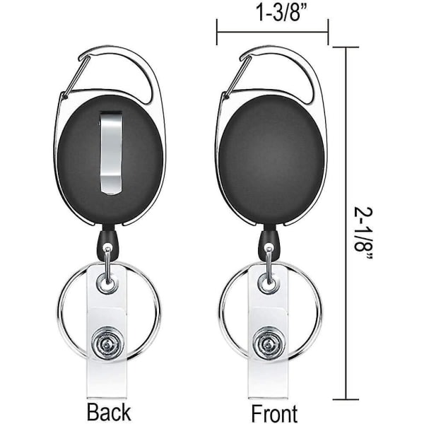 6-pack utdragbar nyckelring, infällbar märkeshållare nyckelrulle, nyckelbricka förlängbar för ID-korthållare, korthållare, nyckelkort