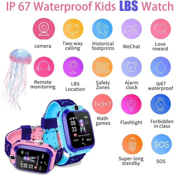 Barn Vattentät Smart Watch, Watch LBS Anti-Lost Smar