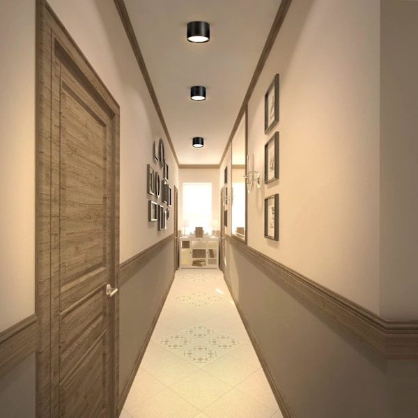 LED loftspot Black Varm Hvid 3000K 12W Sæt med 2 Loftlampe Stue Spisestue Køkken Gang Soveværelse Ø120MM
