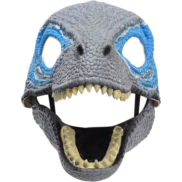 BestAlice Dino Mask Rörlig käke, Dinosaur Mask Huvudbonader, Jurassic Rörlig Dinosauriehuvud Leksaker Velociraptor Mask Halloween Blue 23 x 15 x 13 cm/9 x 5 x 6 inch