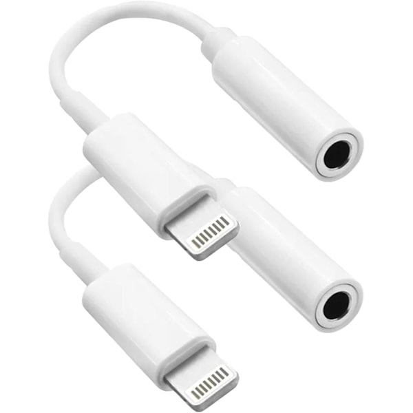 2 kpl iPhone 3,5 mm kuulokeliitäntäadapteri Lightning - 3,5 mm kuuloke/nappikuulokeliitäntään, äänimuunnin iPhone 14 13 12 11 Pro XR XS Max X 8 7...