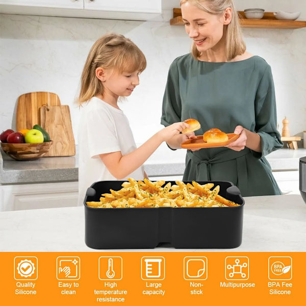 Silikoneforme til Airfryer, Ninja Flex Drawer Airfryer, Genanvendelig til 10,4L Black 1