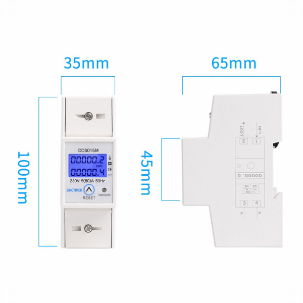 Elektricitetsmåler, DDS015M Digital Display Watt-Hour Meter