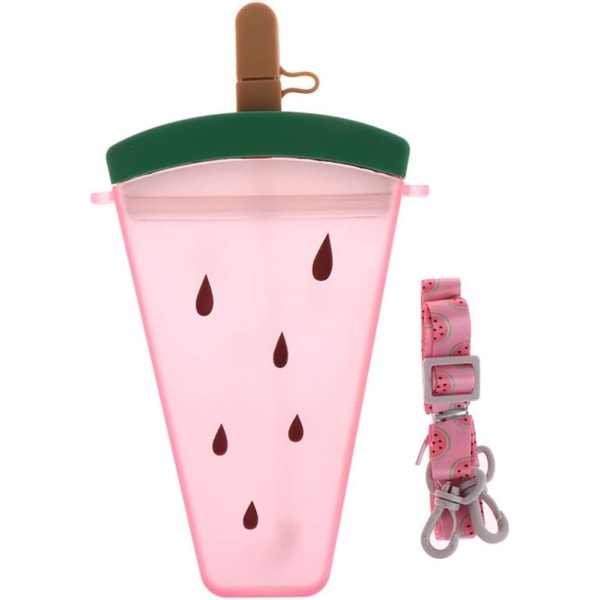 Mugg 320ml Plast Cute Shape Portable Cup med sugrör Pink