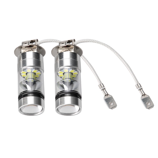 2 stk. H3 6000K 100W LED 20-SMD Højeffekts Dæmpet Kørelys DRL Pærer HID