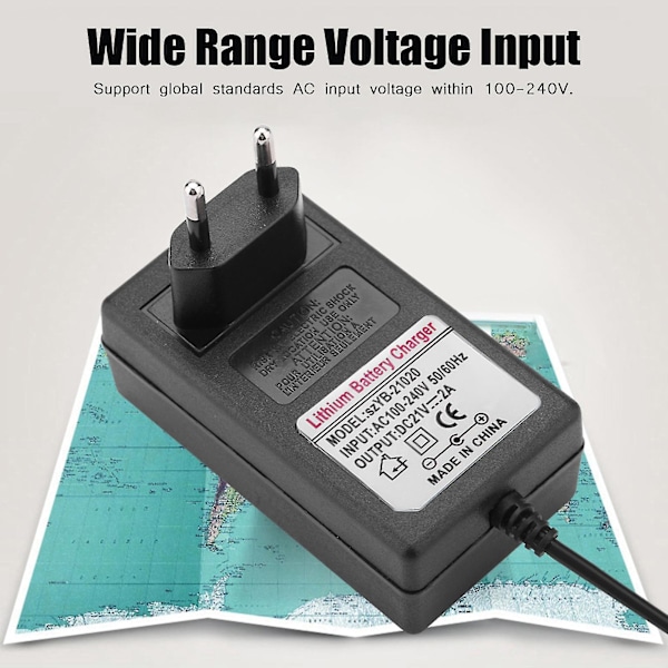 AC 100-240V DC 21V 2A Sikker Opladnings Strømforsyningsadapter Lithium Ion Batterioplader (EU Stik)
