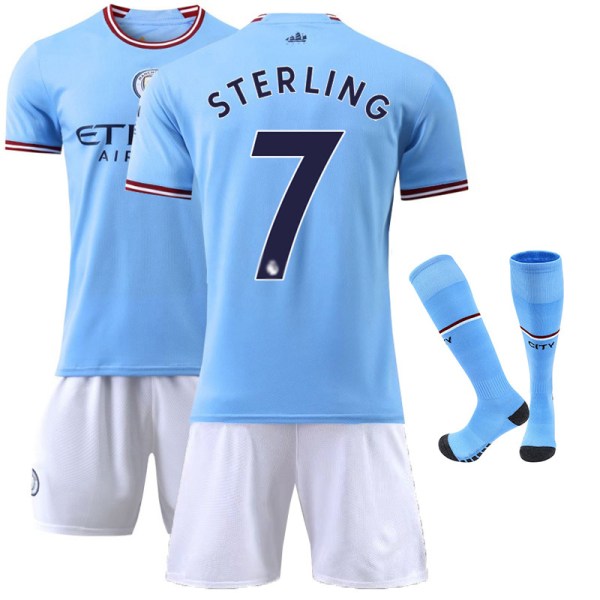 2223 Manchester City Hjemmebørnefodboldsæt nr. 9 Haaland 115cm-125cm