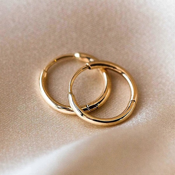 3 Par Små Broskringar Örhängen för Kvinnor Män, Allergivänliga Sterling Silver Stift Huggie Örhängen, 8/10/12mm Guld-8/10/12mm -