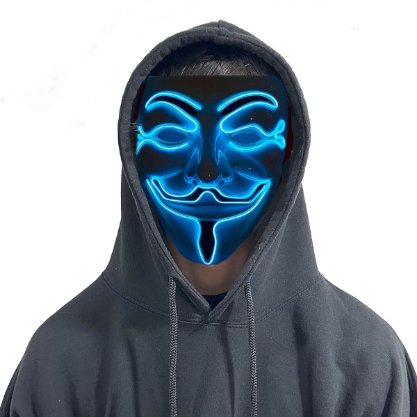 Stylex LED Halloween Mask Skrämmande Light Up Mask Cosplay Fancy Dress Kostym Carnival Blue V
