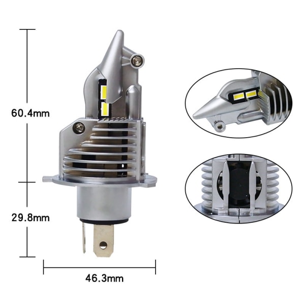 H4 LED forlygter eftermontering med tangent hub 6000k