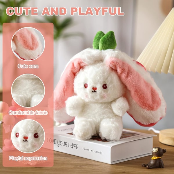 Vendbar Kanin, Fyldt Kanin, Jellycat Kanin (Jordbær, 20 cm)