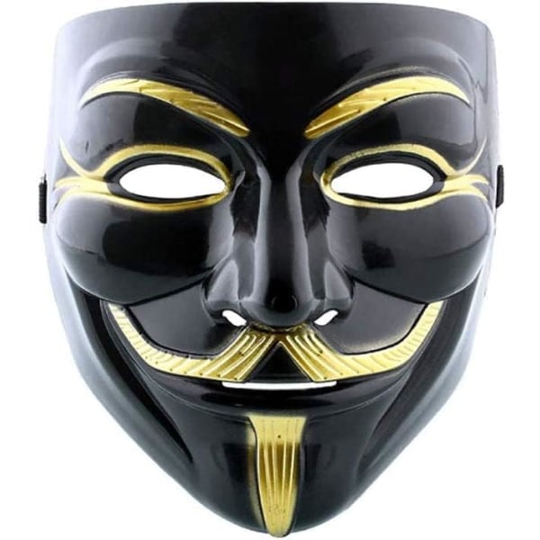 GrassVillage Anonymous Halloween V för Vendetta Mask Set - PARTY, WORLD BOOK WEEK/HALLOWEEN KIT 3 Pack Set - Gold, Black and White
