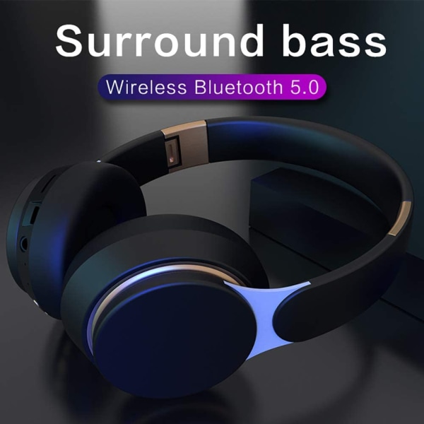 Trådlös Bluetooth hörlur Mic TF / FM Noise Game blå