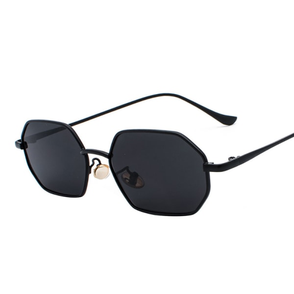 Oktagonala solglasögon med klara linser för män och kvinnor Black