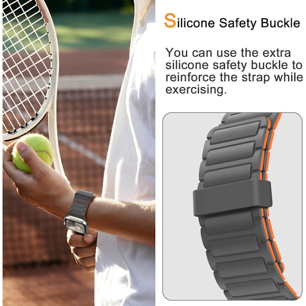 Magnetiske urremme kompatible med Apple Watch-remme, blød silikone udskiftningsrem designet til iWatch grå orange Grey Orange 42/44/45/49mm