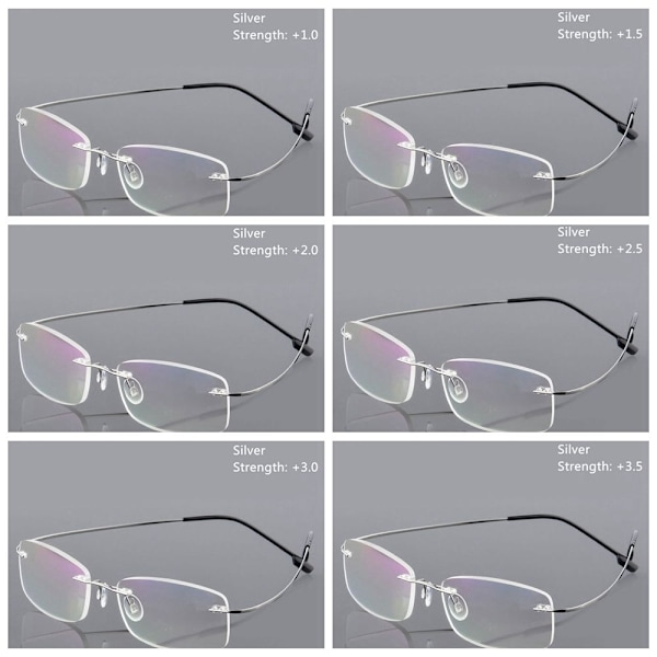 Læsebriller Briller Memory Titanium SØLV STYRKE-350 sølv-WELLNGS sølv sølv silver Strength-350