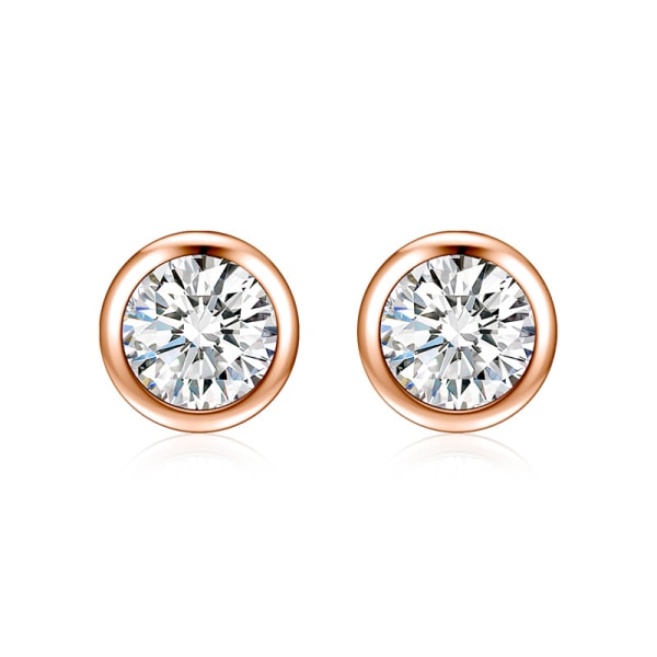 S925 Sterling Silver Örhängen Moissanite Single Diamond Stud Örhängen Tvåfärgade Hypoallergena rose gold