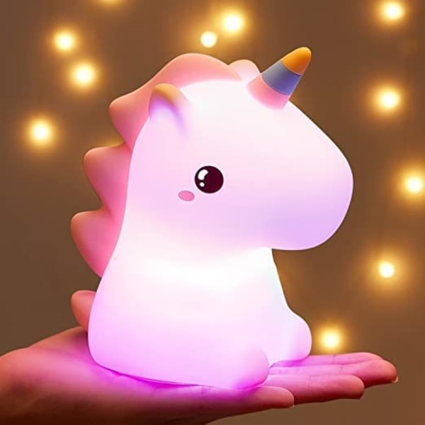 Baby Nattlampa Barn Nattlampa, 7 färger Unicorn Night Light, LED