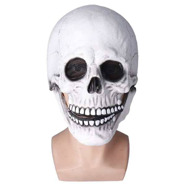 Halloween Skull Helmet Latex Movable Jaw Full Head Skull Helmet Holiday Party Decoration Cosplay Costume PropsLight Gray