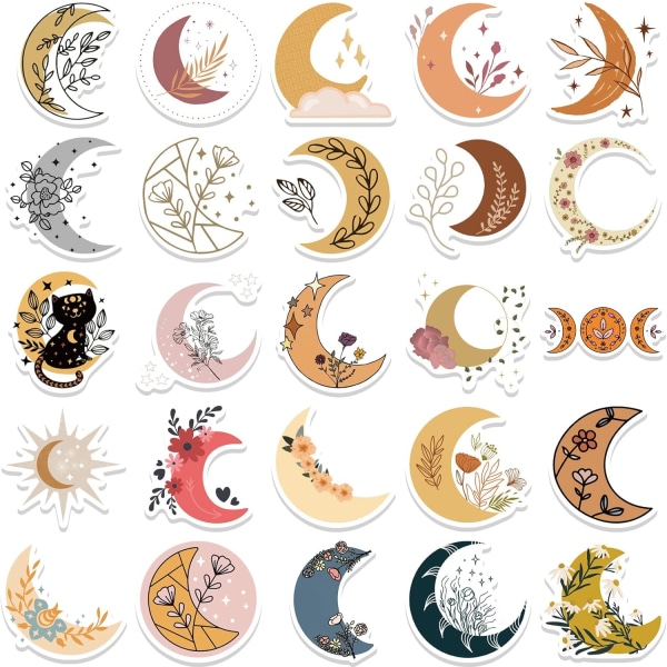 50 stycken bohemiska måne och blommor klistermärken
