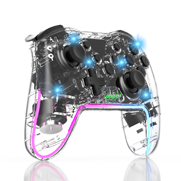 Switch Pro Gamepad Transparent Trådlös Bluetooth Vit