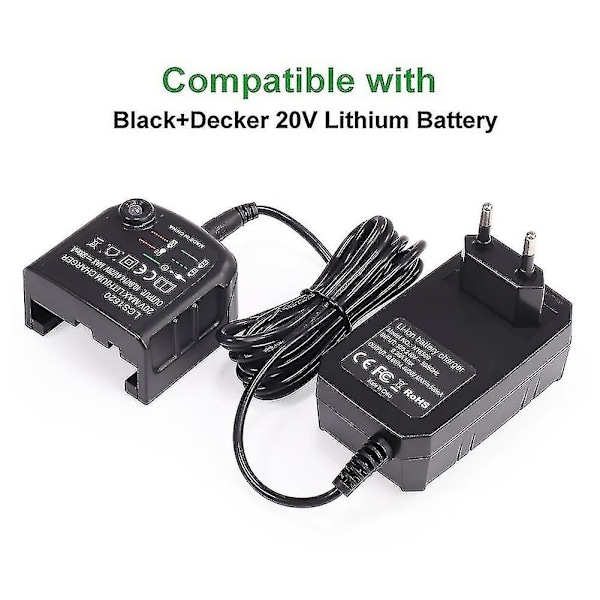 10.8V 14.4V 20V Til Black&Decker Li-ion Batterioplader Udskiftning Elektrisk Boremaskine Skruetrækker Elværktøj Batteri EU Stik Lbx20